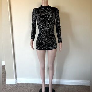 Elegant Black and Silver Studded Dress. Size XS. NWT!